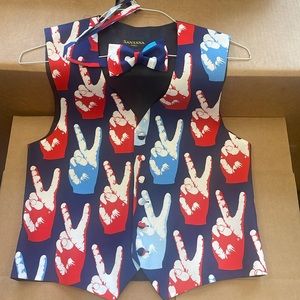 Peace Sign Vest and Bow Tie New Size Small